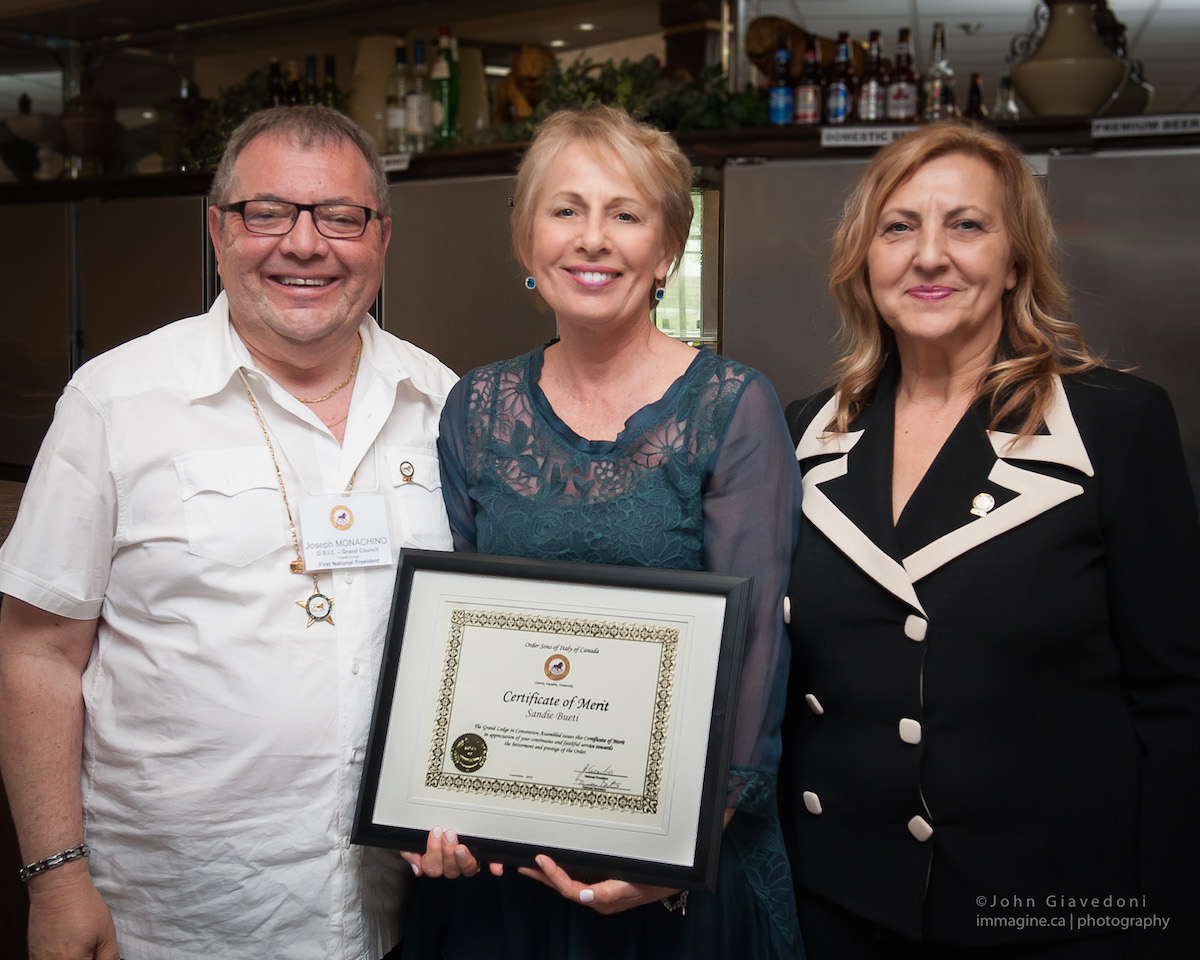 SANDIE BUETI WINS CERTIFICATE OF MERIT BY ORDER SONS OF ITALY GRAND LODGE FOR HER SERVICE